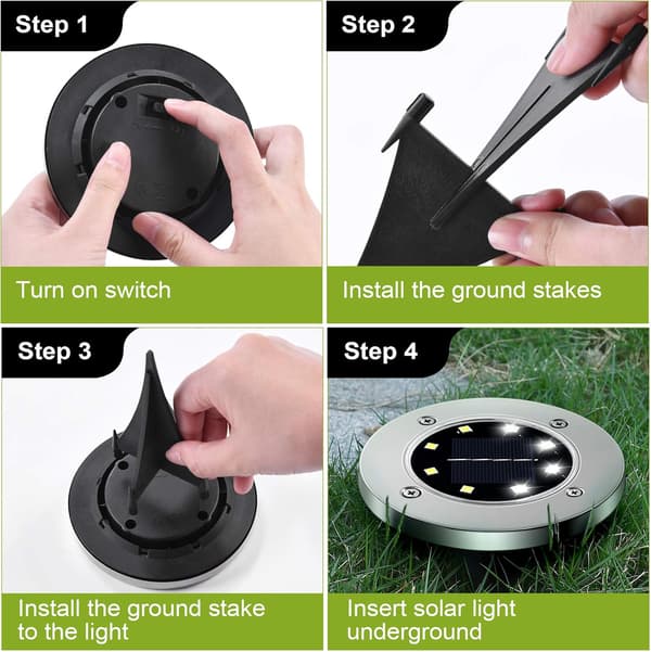 Udendørs Solar Light Garden Ground Eksteriør 8 LED 3000K Hvid Wate