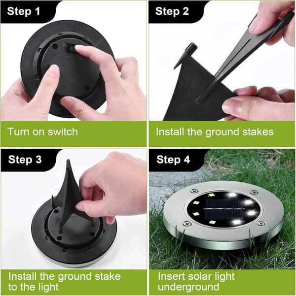 Utomhus Solar Light Garden Ground Exteriör 8 LED 3000K White Wate