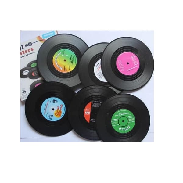Glasunderlägg - Retro Vinylskiva black