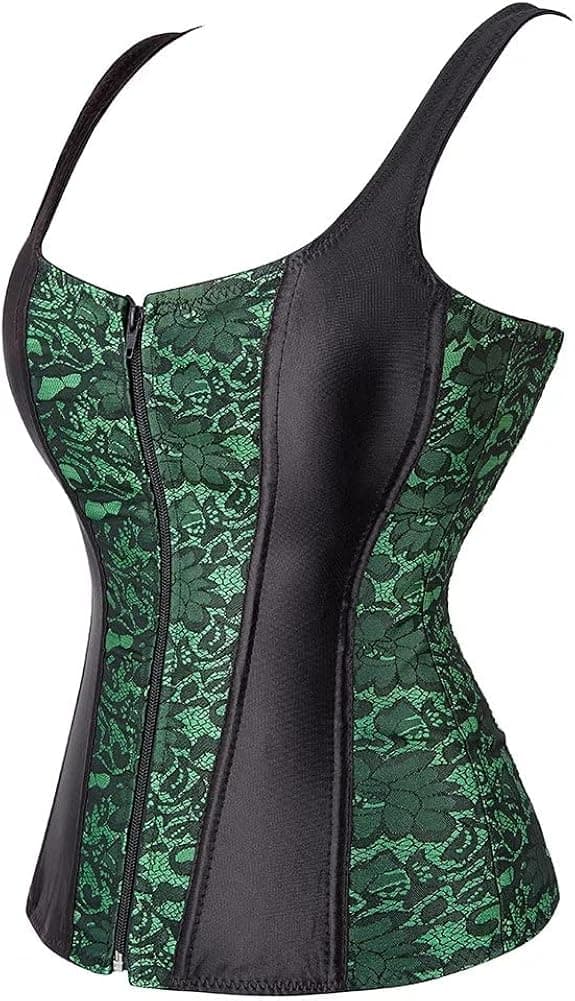 Korsetter för kvinnor Overbust Bustier Top Gothic Sexy Shoulder 2928green M