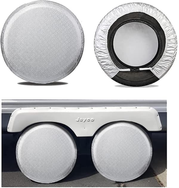 Däckskydd för Rv Wheel 4 Pack Silver, Vattentäta Uv Solskydd