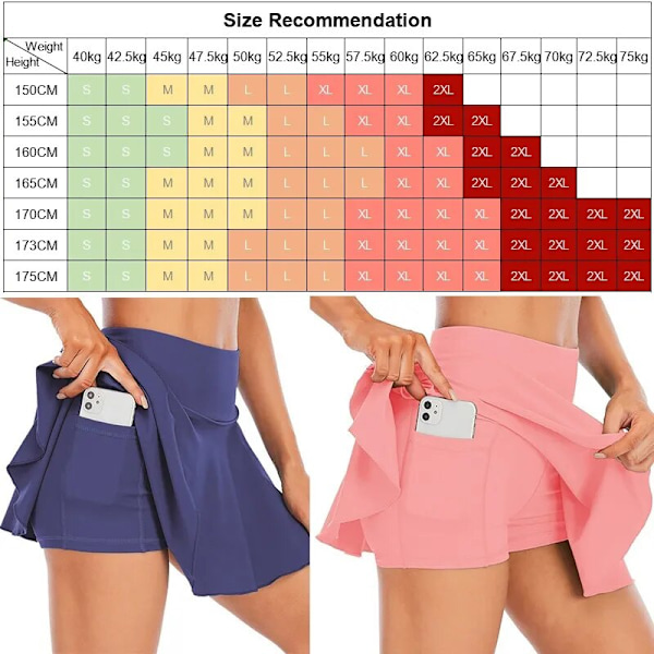 Cloud Hide Tennis-hameet Naiset port Golf Laskostettu hame Fitness shortsit Korkea vyötärö Urheilullinen nopeasti kuivuva Juoksu Lyhyt port lyhyt WhitePocket S