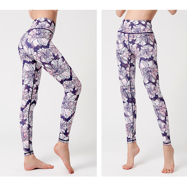 Damer med hög midja Skinny printed Sport Fitness Yoga Byxor-HK282 XL