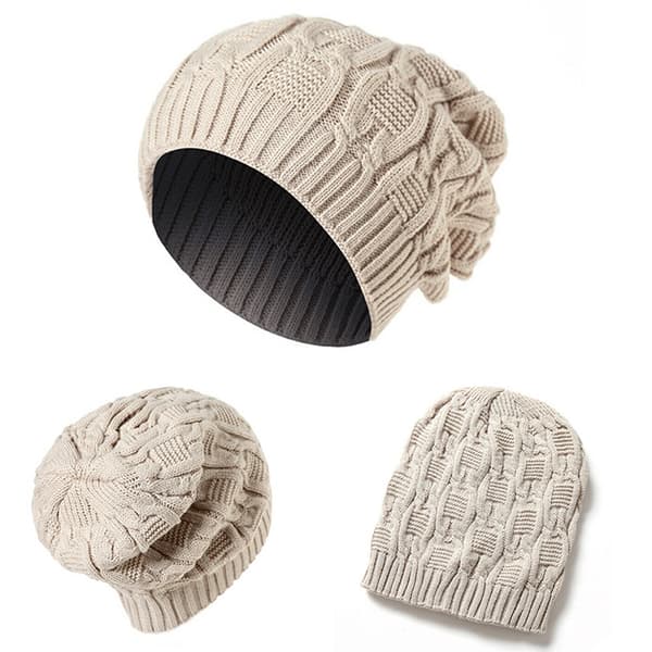 Cap Mode Hold Varm Vinter Huer Strikket Uldhue beige