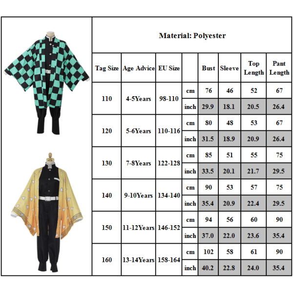 Halloween Demon Slayer Cosplay Kostume Outfits Party Udklædning A 130cm