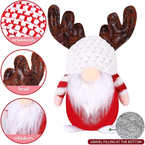 2 stycken jultomtar juldekorationer jultomten gjord hand i svenskt ansikte utan ansikte med ramors Santa Tomte skandinaviska dvärgfigurer