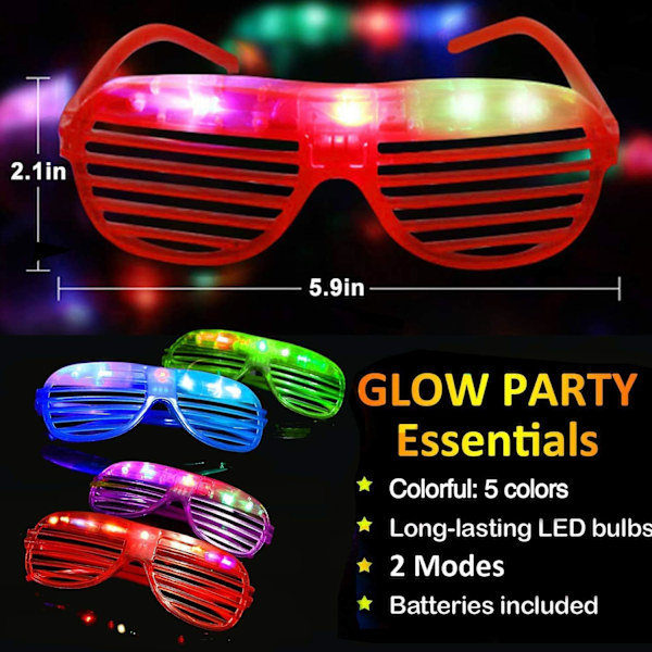 LED-glasögon Glow in the Dark Party gynnar tillbehör för barn 24-pack