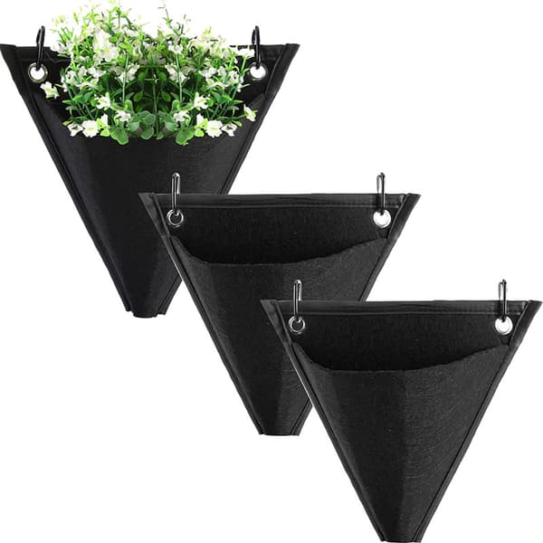 Trädgårdsskötsel Flower Container Plant Grow Bag 3-Pack Svart