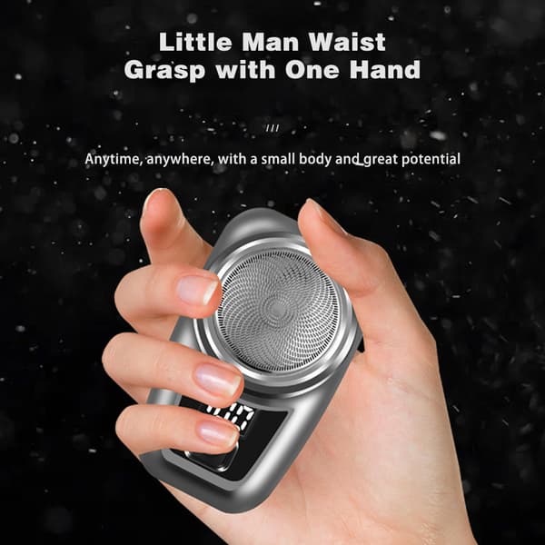Mini Skäggtrimmer Digital Elektrisk Rakhyvel Skägg Trimmer för Män Resor silver
