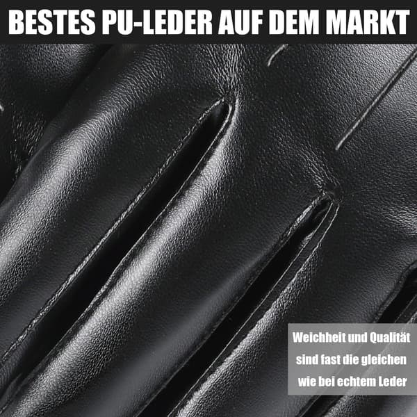 Nahkakäsineet Miehet Kosketusnäyttö Tekstaus Talvi Lämmin Musta