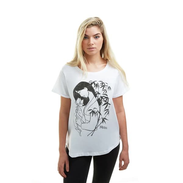 Mulan Dame/Dame Blomster T-shirt Hvid/sort White/Black S