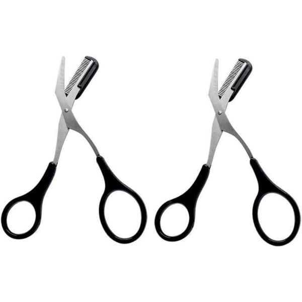 2 ST Øjenbrynstrimmersaks med kam Øjenvippeformende Cutter Shaper Beauty Tool (sort)