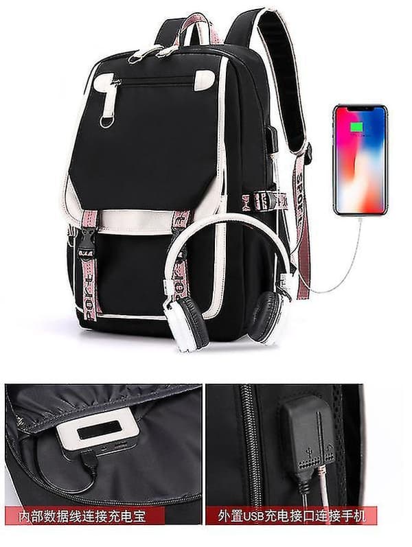 Blackpink Backpack Laptop Bag School Bag Bookbag With Usb Chargingheadphone Port style 3