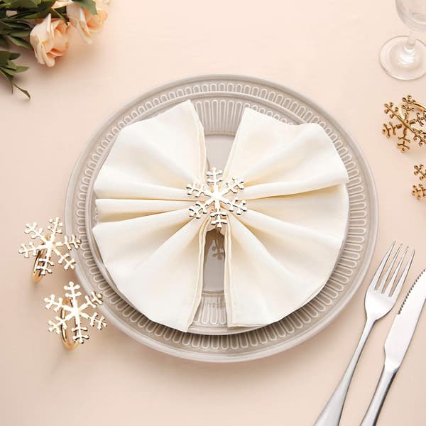 Serviettringer for vielse Sett med 6 - Snowflake Gold Serviettringer for