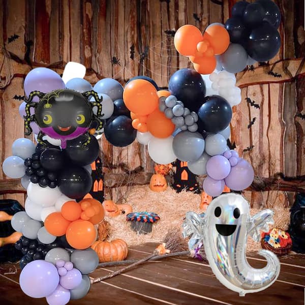 Halloween Balloon Arch Kit - Spider, Ghost, Bat Stickers - Lila