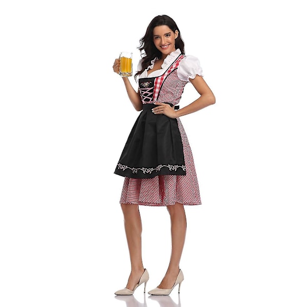 Naisten Oktoberfest Olutapulainen Puku Baijerilainen Perinteinen Dirndl-mekko W Black M