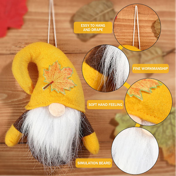 Thanksgiving Efterår Gnome Håndlavet Elver Ornament (8 dele)