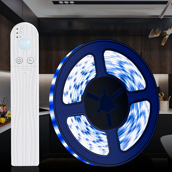 Dæmpbar LED-lampe med PIR-bevægelsessensor 1m 60LED-replampe til TV-computer Skrivebordsbaggrund Hjem Køkken Dekorativ belysning Hvid