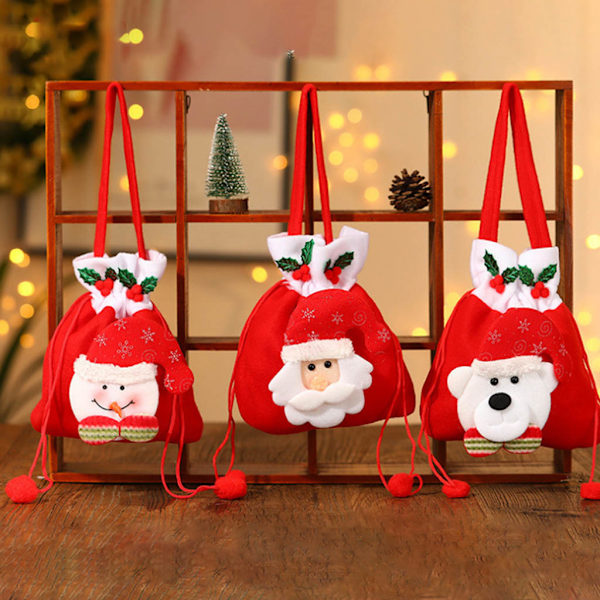 Julklappspåse Xmas godishållare påse Dragsko påse Party Favors Package Tote null - Christmas snowman