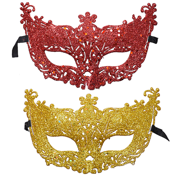 Lyxmask – Damernas fantastiska maskeradmask –– red + gold