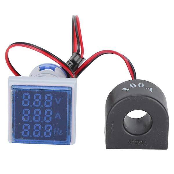 Strømsignalindikator Universal 3\"Display Firkantet Lampe Lys 60~500V AC AD16?22VAHBlå