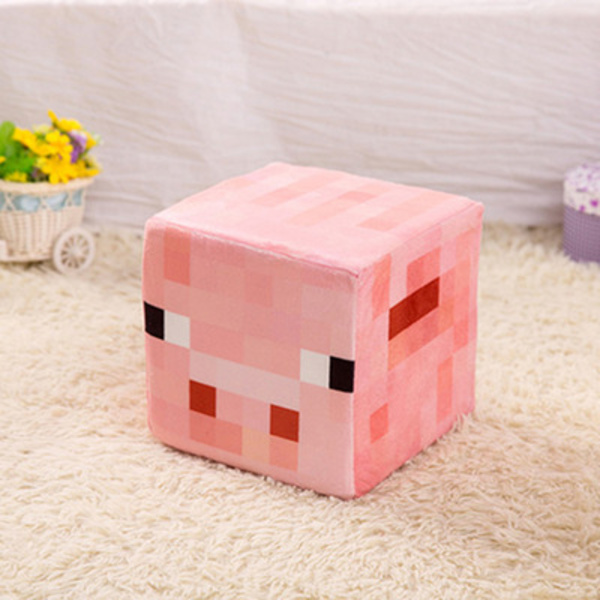 Minecraft Plysch Creeper Svart Steve Trap Box Kudde Kudde Doll Pink Pig Cube Pillow 20*20*20