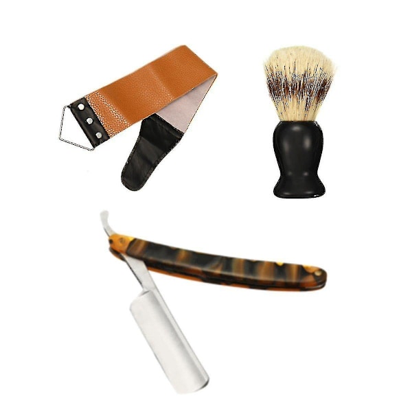 Rakapparat Kit Halsskuren rak rakkniv Rakborste Läder Strop Trälåda Presentrakning Full Set Raoliang
