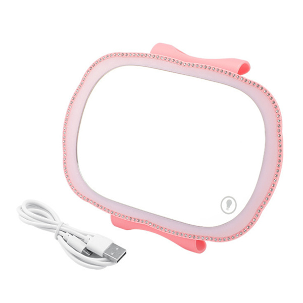 LED Sminkspegel för Bilvisir Dimbar Spegel Uppladdningsbar SminkSpegel rosa pink