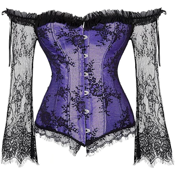 Korsetit naisille Overbust Bustier Top Gothic Sexy Shoulder Pueple 2XL