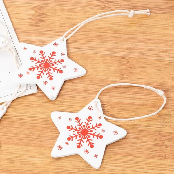 Jul träetiketter Xmas hängande utskärningar (1 set)