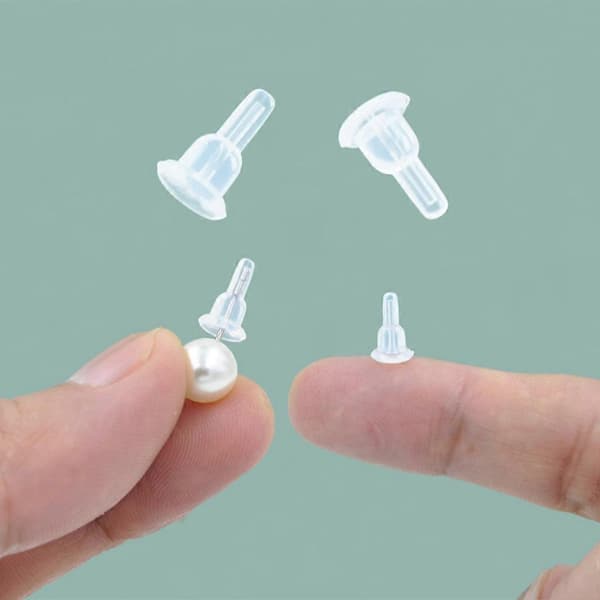 50 stk øredobbstopper i silikongummi, sikkerhetsputer, DIY-smykker