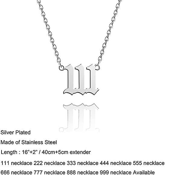 Angel Number Halskjede /gull Rustfritt stål Numerologi Smykker Silver 333