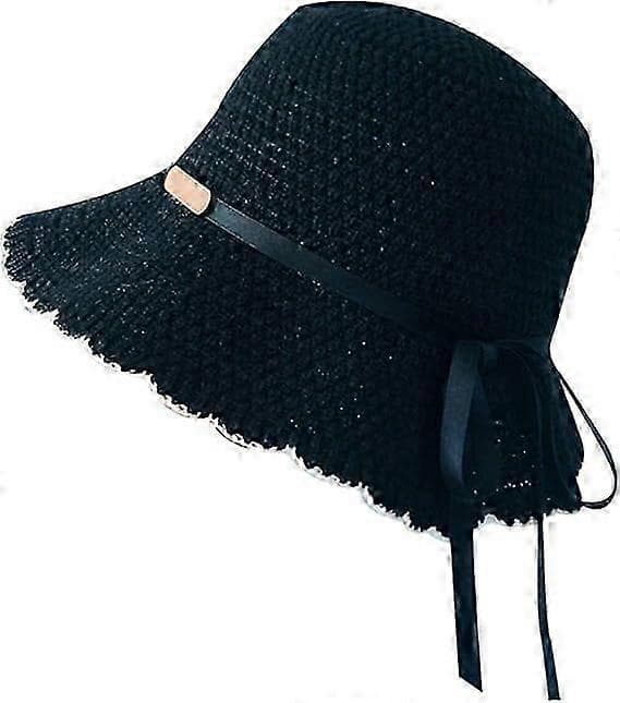 Solhatter for kvinner, bredbremmet sommerhatt for kvinner, sammenleggbar reisehatt i strå