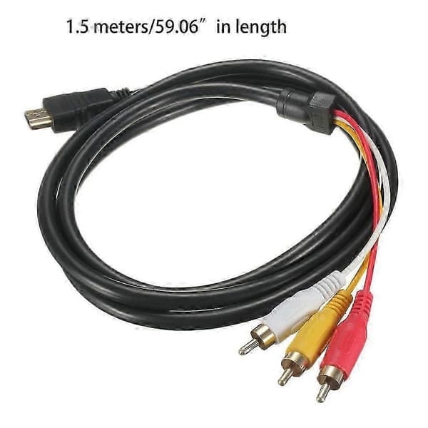 til HDMI til RCA-kabel, til HDMI han til 3-RCA han Video Audio AV-kabelstikadaptertransmitter til HDTV, 1,5 m