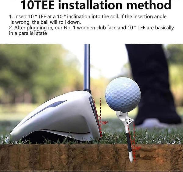 10 stk. Golftees for golfelskere, nybegynnere, profesjonelle golftees i plast, 10 graders skrå innsetting Golf Tee Flight-path Golftees