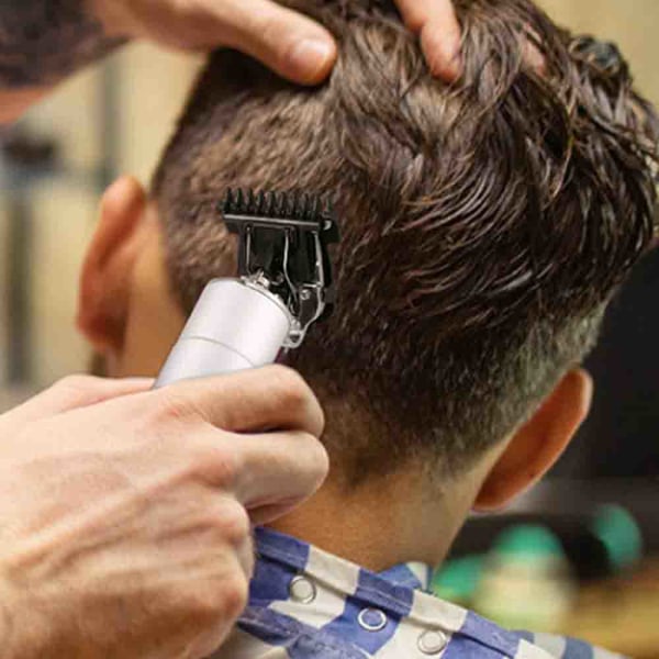 Hårklippare för män, sladdlös uppladdningsbar hårtrimmer i metall Silver