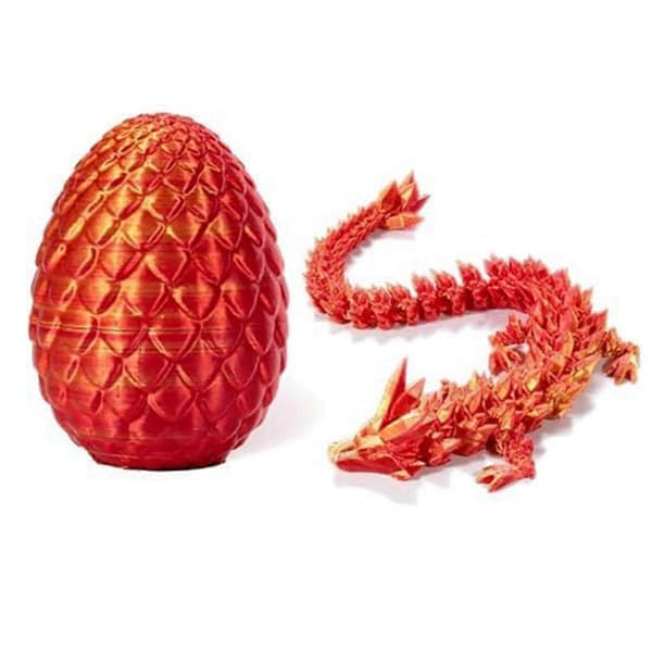Drageegg, påskeegg, 12-tommers drageleke, drageegg med drage inni, 3D-printet drage, rød