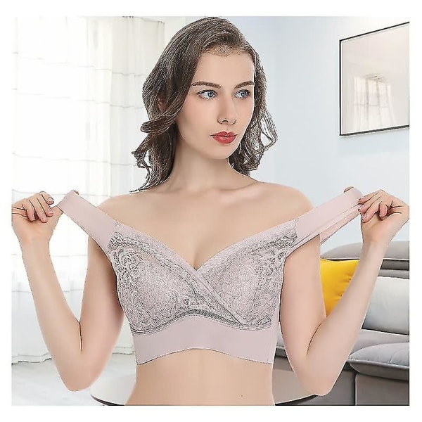 Dam Bralette Push-up BH Sömlösa Vestee Spetsunderkläder Purple XXL