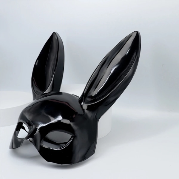 Damer Halloween Sexig Half Face Kanin Öron Mask black