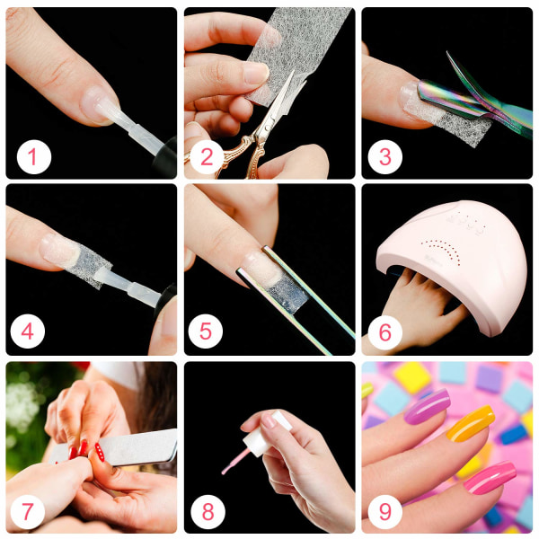 240 stycken Nagelförlängning Silk Glasfiber Nagellindning Non Woven Fiber Gel Nagelvårdsverktyg