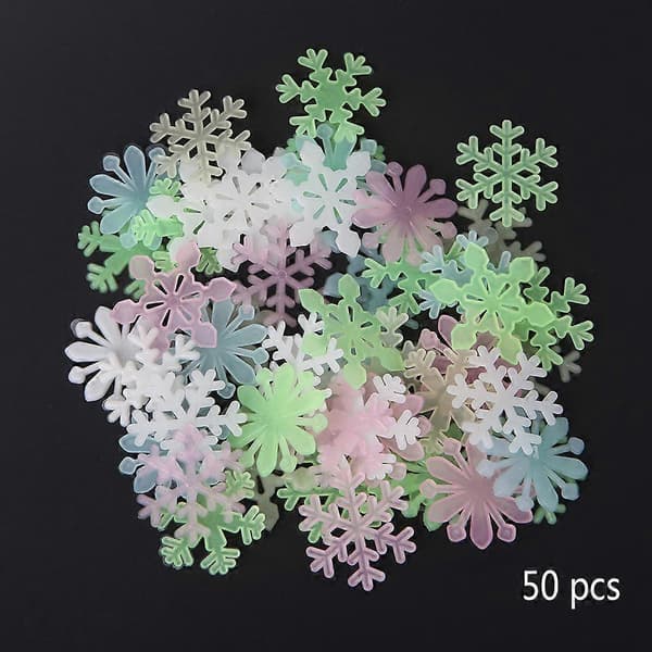 50 stk. 3D lysende snefnug, der lyser i mørket, til hjemmet, haven, fluorescerende mærkat