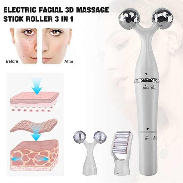 3-i-1 Anti-rynkor elektrisk ansiktsmassager 3D ansiktsrulle