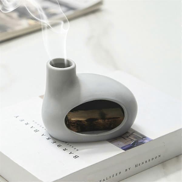 Keramisk holder - Askeoppsamler for pinner og salvie - Unikt design for meditasjon, hvit
