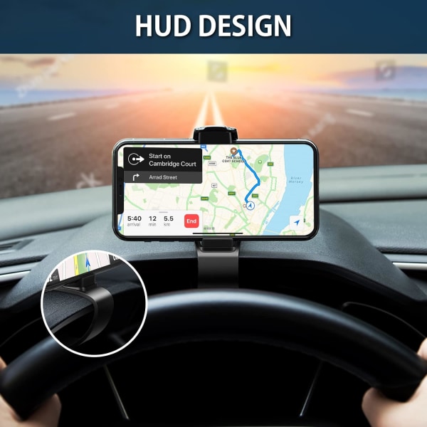 Biltelefonholder, Universal Dash Mount-holder for telefoner, kompatibel med de fleste 3.5-6 smarttelefoner,