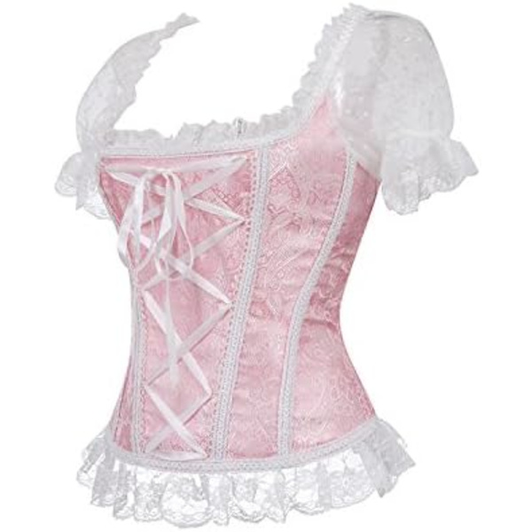 Korsetit naisille Overbust Bustier Top Gothic Sexy Shoulder 8108pink 4XL