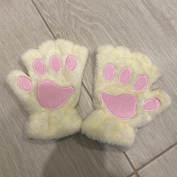 Nya Vinterhandskar Kvinnor Björn Plysch Katt Tafs Klo Handskar Söt kattunge Fingerless vantar Jul Halloween för flickor Presenthandskar Camel