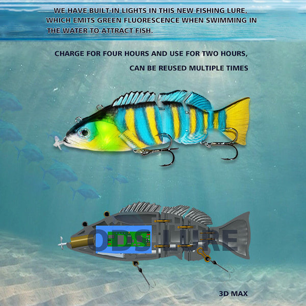 Elektrisk agn Svømming Robotsegment Fiskesluk USB Lading Svømmeagn qd 0.2