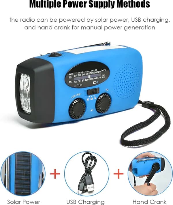Emergency Solar Håndsving 1200mAh AM FM NOAA Vejrradio LED-lys USB-oplader udendørs