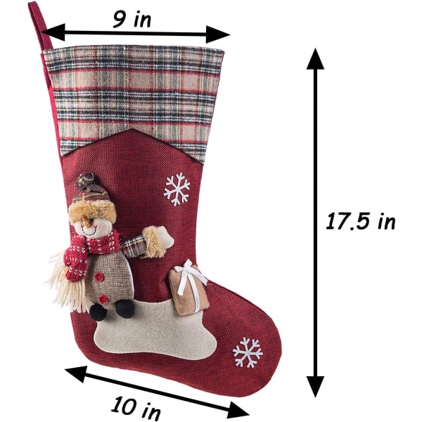 3st 17,5" julstrumpa Klassisk julkaraktär för juldekorationer för familjens julfest (stil4)