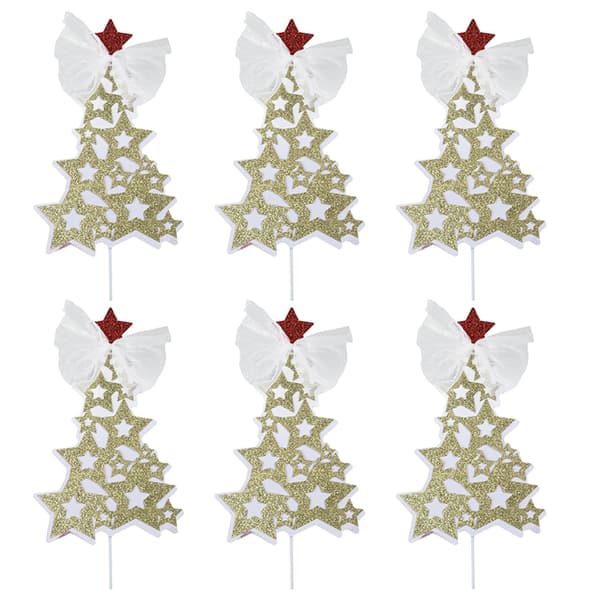 6 Sett julecupcake toppers, glitter juletårta